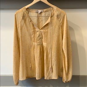 Love21 tan boho long sleeve blouse size M